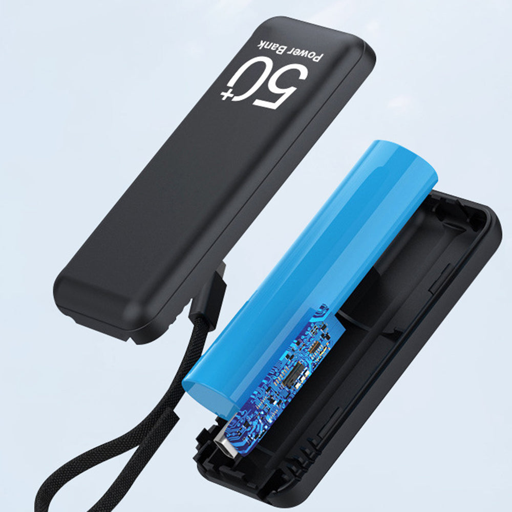 Portable Mini 5000mAh Power Bank Built-in Type-C Charging Cable Phone Charger External Battery Portable Mini 5000mAh Power Bank Built-in Type-C Charging Cable Phone Charger External Battery